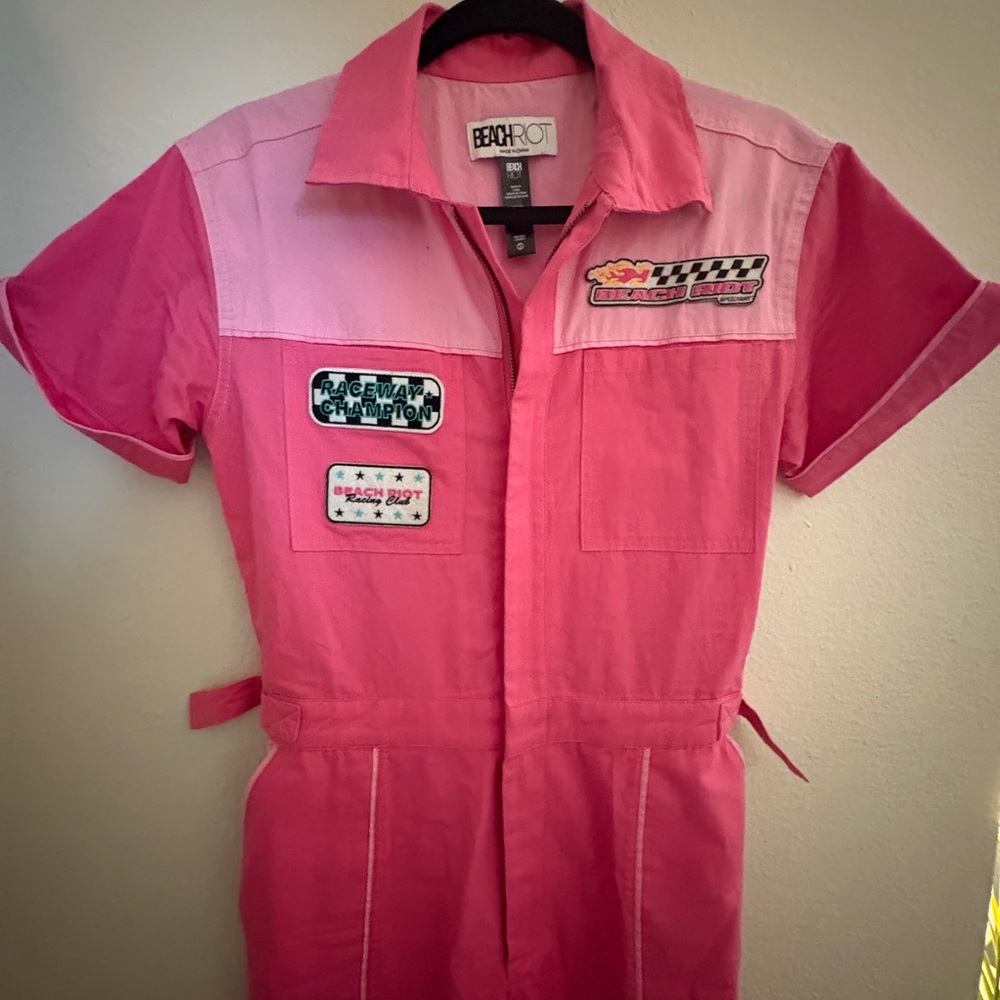 Beach Riot Pink Jumpsuit with Patches